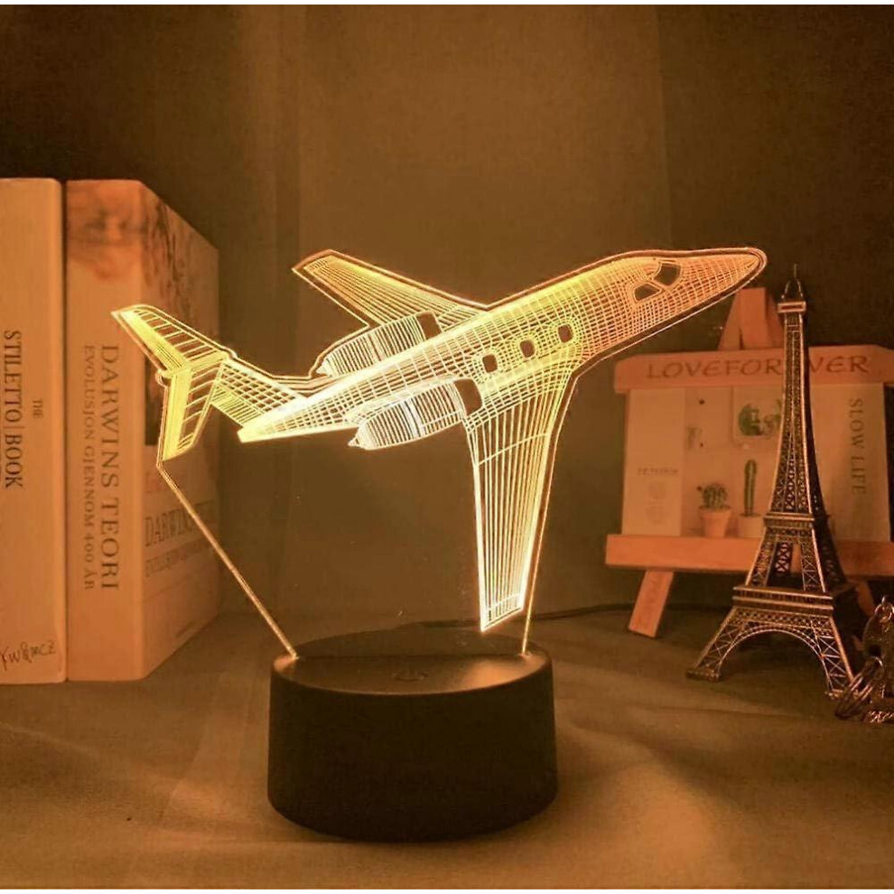 Kikidex (As Show, One Size) Xyc Night 16 Color Acrylic 3D Illusion Baby Airplane For Kids Child Boy Bedroom Colorful Bedside Table Lamp Plane Gift Light