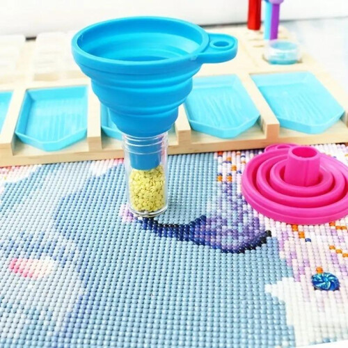(8 pcs, one-size) 4pcs/8pcs Random Color Silicone Funnels, Foldable Collapsible Funnels, Creative Kitchen Funnels 2