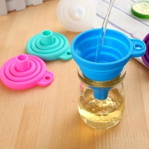 (8 pcs, one-size) 4pcs/8pcs Random Color Silicone Funnels, Foldable Collapsible Funnels, Creative Kitchen Funnels 1
