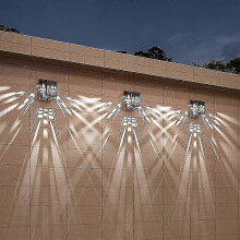 (Cool White) 2/4 pcs Outdoor Solar Wall Lights LED Solar Floodlight Wall Lamps Waterproof Light Control Ind