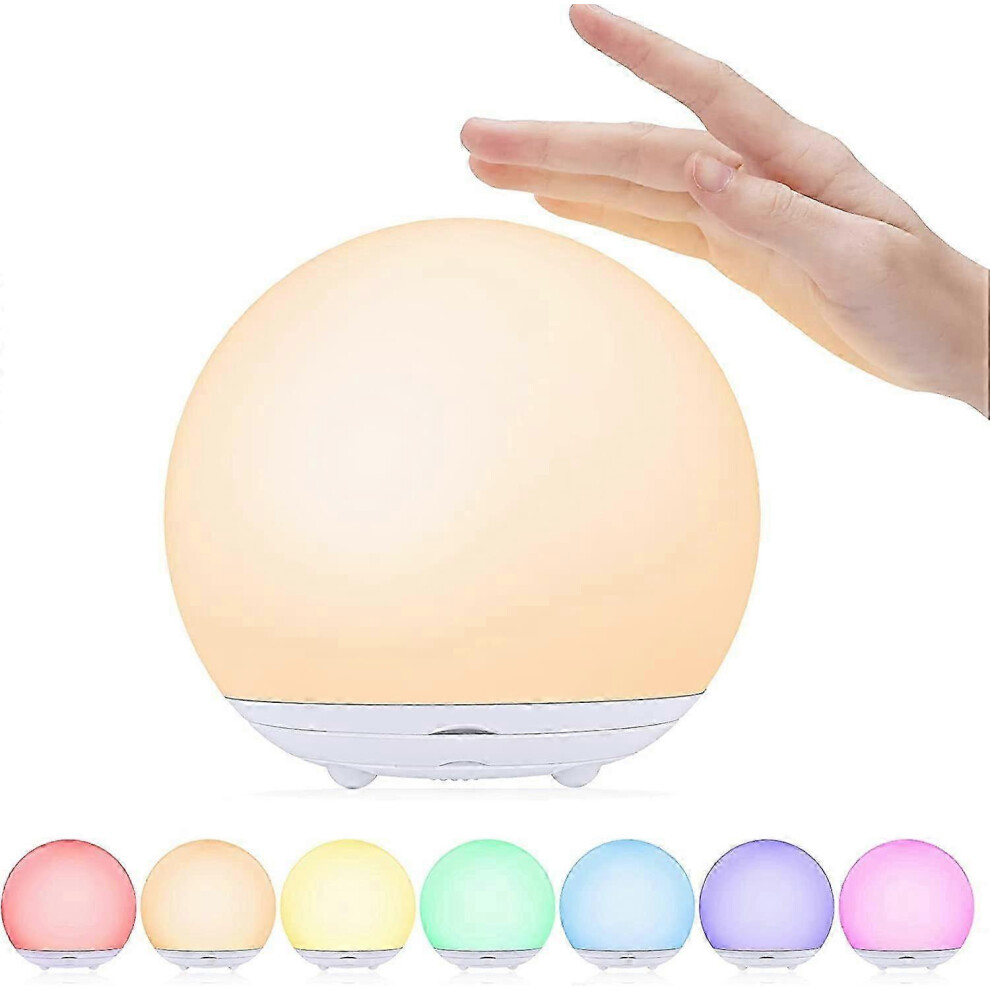 Kids Night Light, USB Rechargeable Bedside Lamp, Baby Night Light with Dimmable Warm Light and 7 Colors, Touch, Switch and Timer for Bedroom, Gift