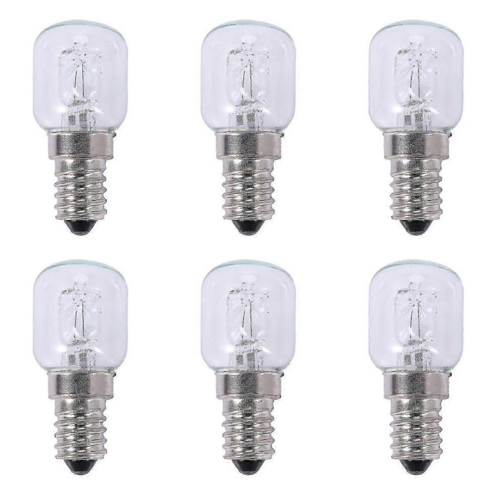 Pack of 6 E14 25W High Temperature Halogen Bulbs, 500C, 250V, 25W, Quartz