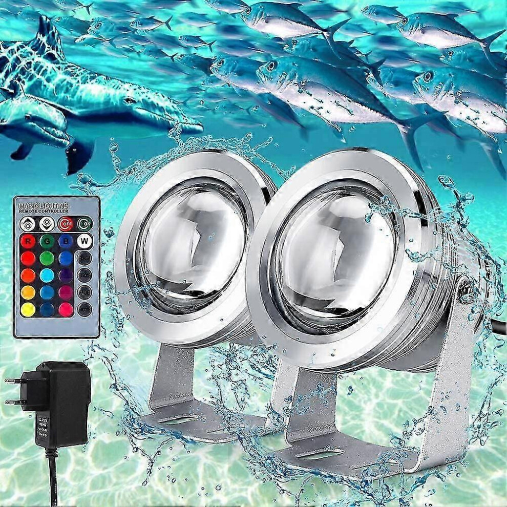 Submersible LED Floodlight, 10W IP67 Waterproof RGB Underwater Lighting for Fountain, Pool, Garden, Outdoor, Silver