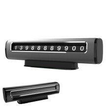 Car Temporary Parking Card With Hideable Phone Number Plate, Dashboard Parking Plate, Black Car Interior Ornament