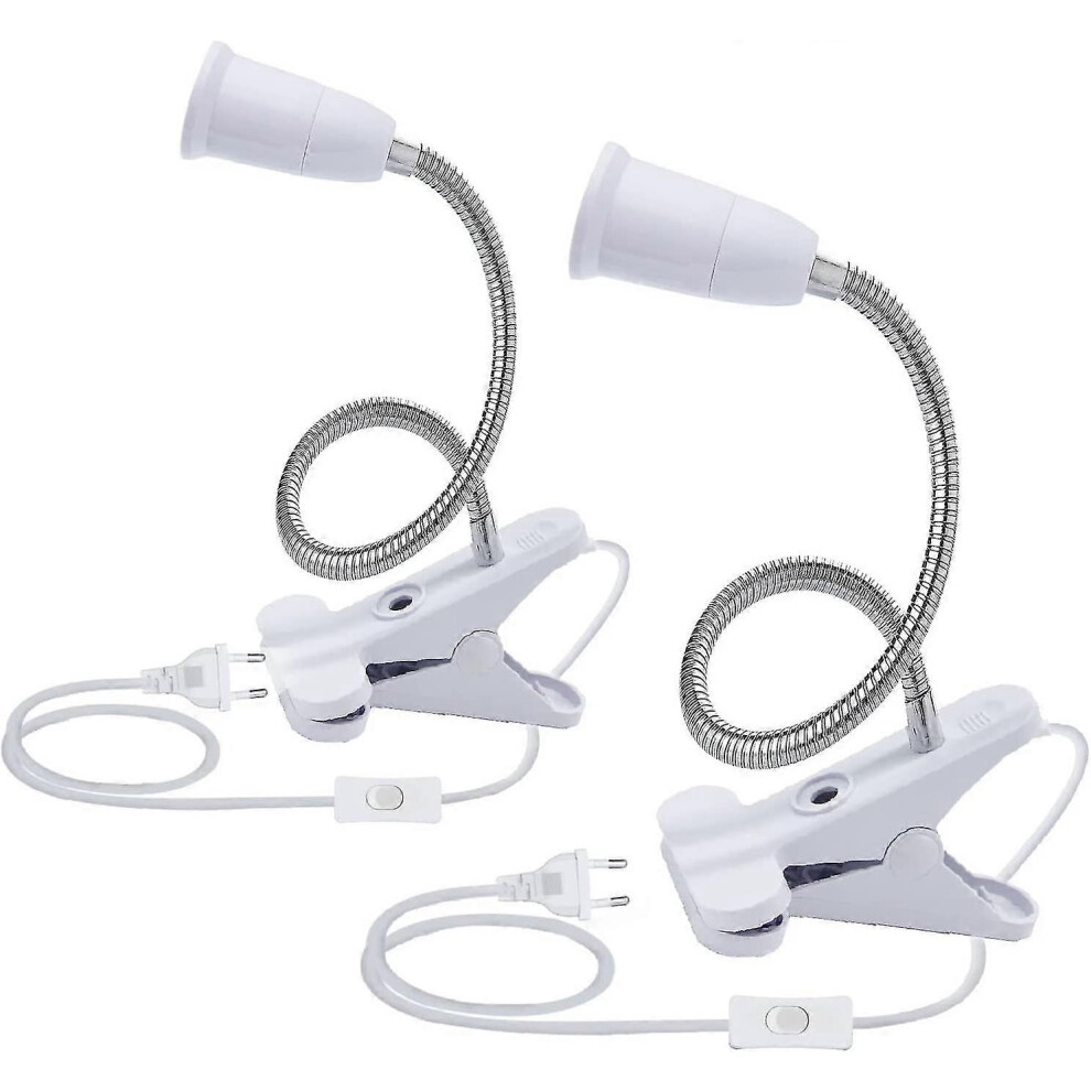 Set of 2 E27 LED table lamp sockets, gooseneck socket, with switch and 360 socket