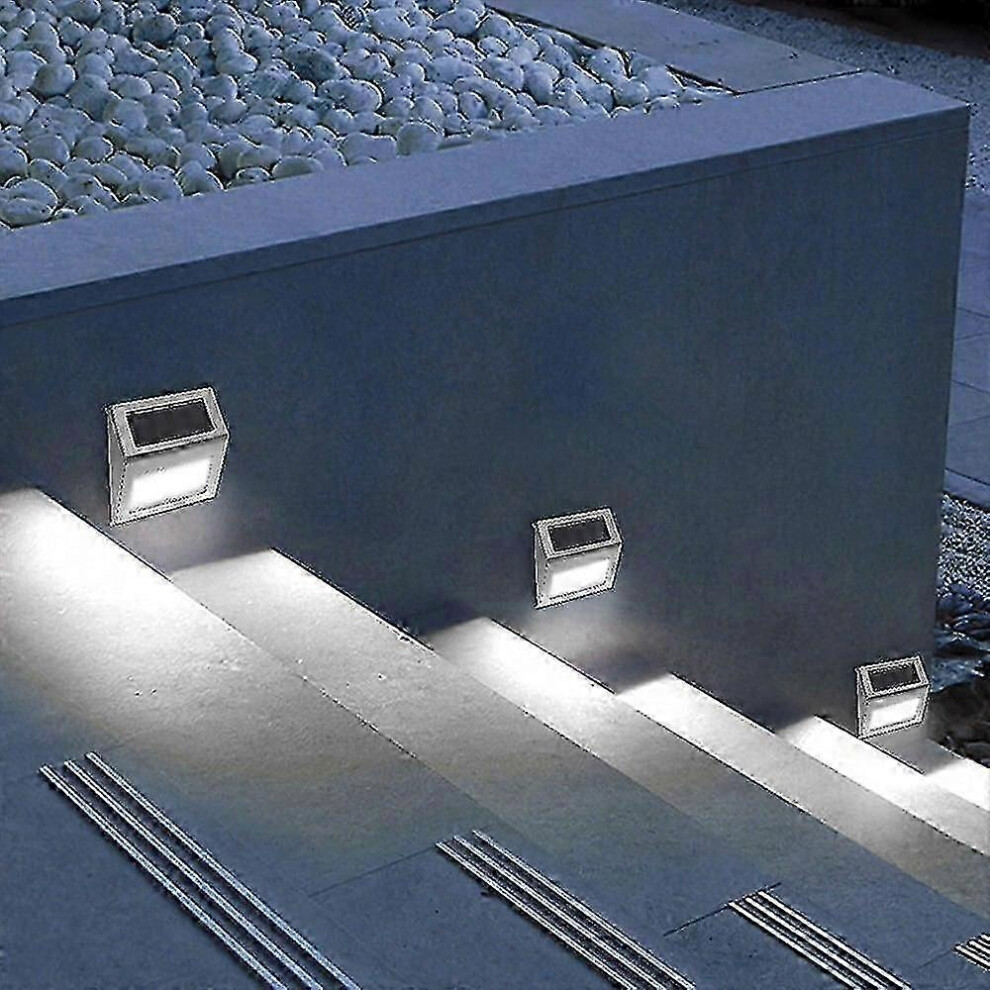 (White) 2 Pack Solar Lights Outdoor for Stairs, Garden, Yard, Fence, Corner, Waterproof