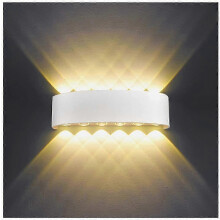 12W LED Indoor Wall Light, White, Modern, Aluminum, Waterproof IP65, Up/Down Spot (Warm White)