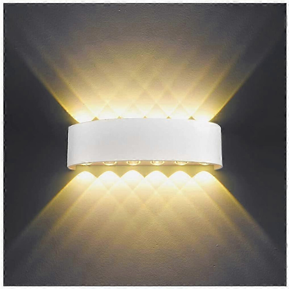 12W Led Indoor Wall , Modern, Aluminum, Waterproof Ip65, Up/Down Spot (Warm White) Light/White