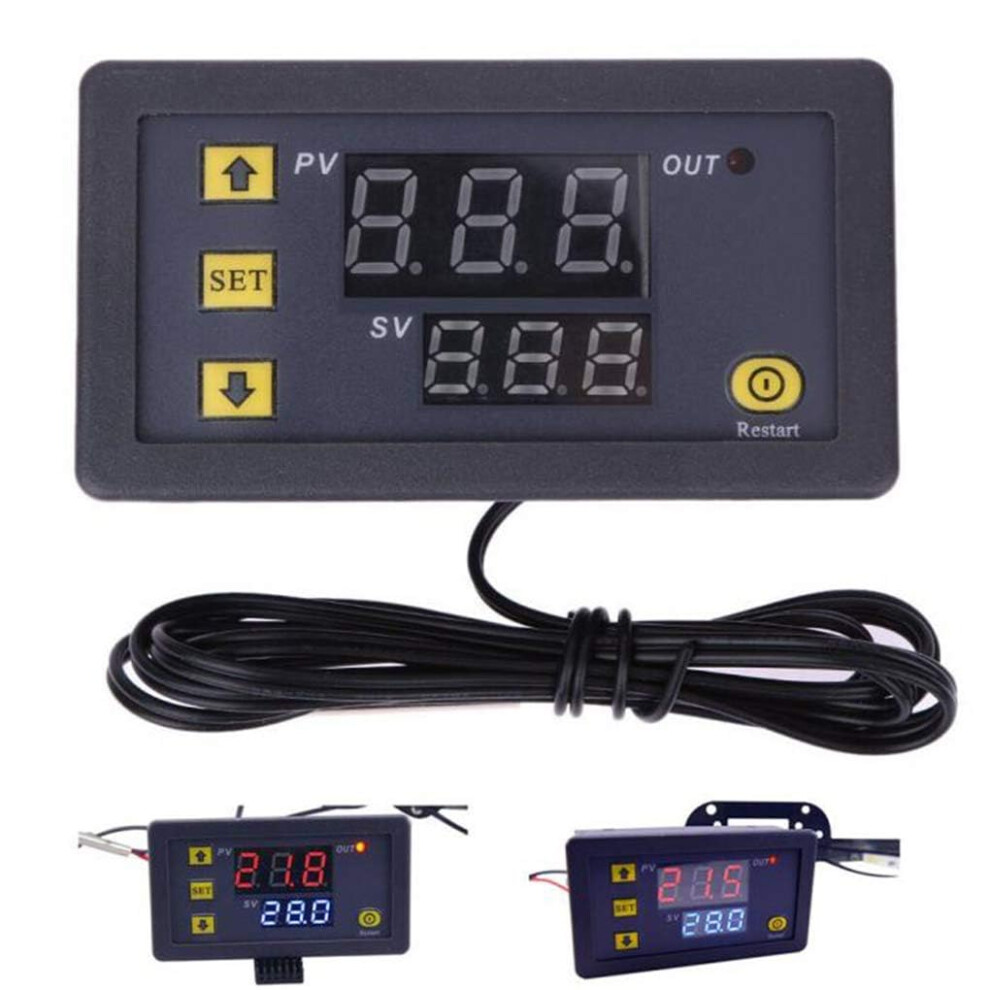 Temperature Controller W3230 Lcd Digital 20A 12V Thermostat Controller Meter With Ntc 10K Sensor Probe Red/Blue 9393856852710