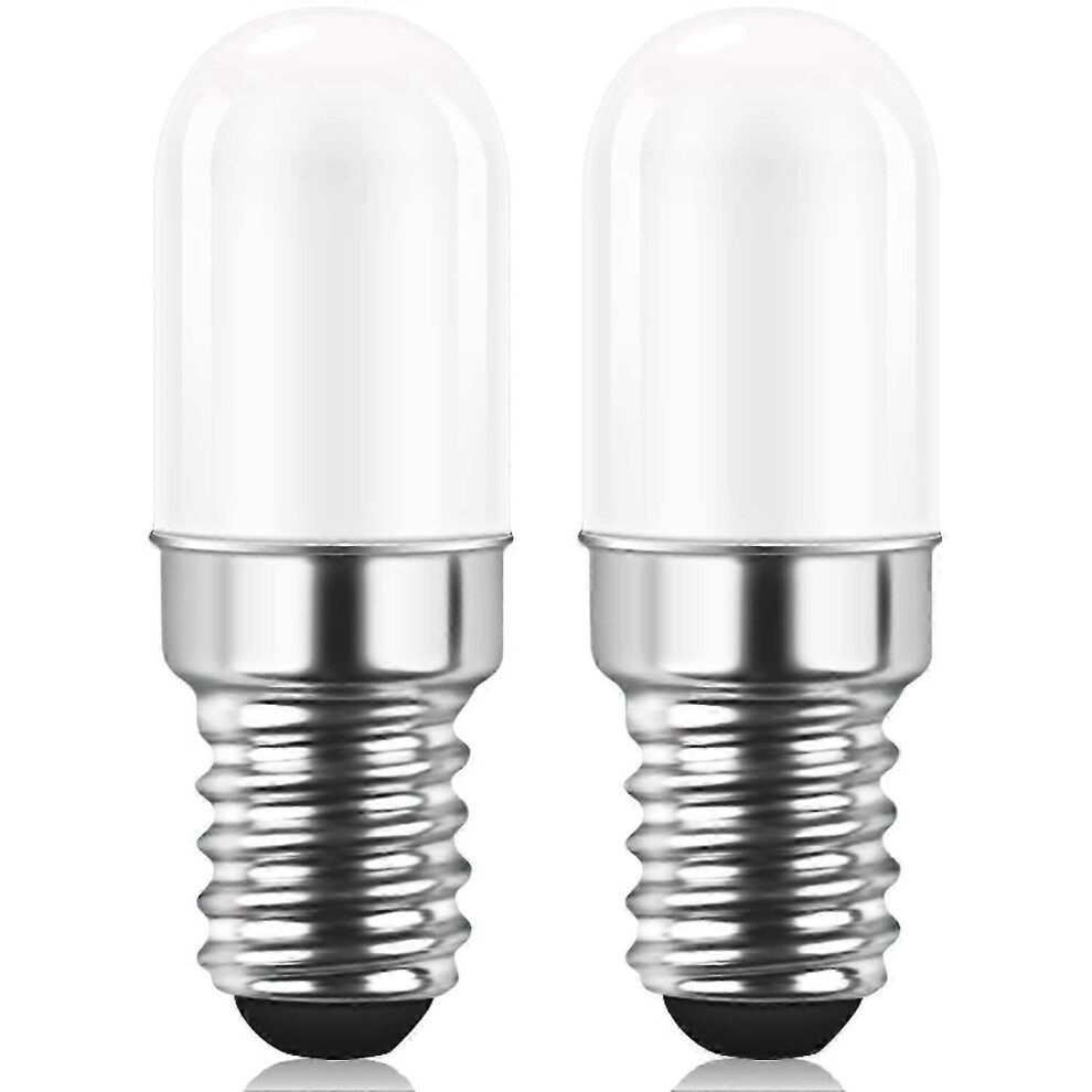 E14 Led Refrigerator Bulb, 2W Equivalent To 15W, Warm 3000K, For Fridge, Salt Lamp, Sewing Machine, Non-Dimmable, 2 Pack Light/White