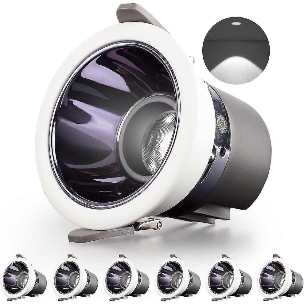 Set Of 6 Led Bathroom Recessed Spotlights, 7W, 700Lm, 70W, Incandescent, Ip44, Cool 6000K, Ac 220-240V, Cut-Out 70-75Mm (White) White