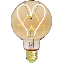 Classic Vintage Edison G95 Heart Shaped Soft LED Amber Glass Filament Light Bulb 4W 220/240V E27 Base