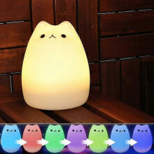 Cute Cat Shape Silicone LED Night Light USB Charging Warm White Light