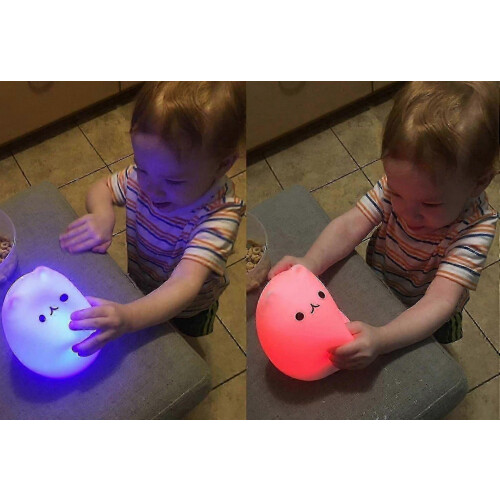 Cute Cat Shape Silicone LED Night Light USB Charging Warm White Light 2