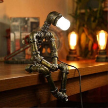 Vintage Retro Industrial Iron Water Pipes Table Lamp Bedside Desk Lamp Steampunk Robot E27 Energy Saving Lights Led Bar Attic Decorate
