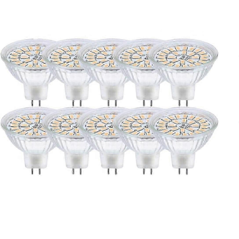 Gu5.3 Led Bulb, Mr16 Led 12V 3W, Equivalent To 30W Halogen Bulb 3000K Warm Non-Dimmable, Pack Of 10 [Energy Class F] White