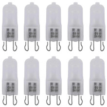 Pack of 10 G9 Halogen Desk Bulbs, Warm White, 40W, 230V, Frosted