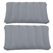 Ultralight Inflatable Pillow 2 Pack Gray Small Square Flocked Fabric Beach Camping Neck and Lumbar Support