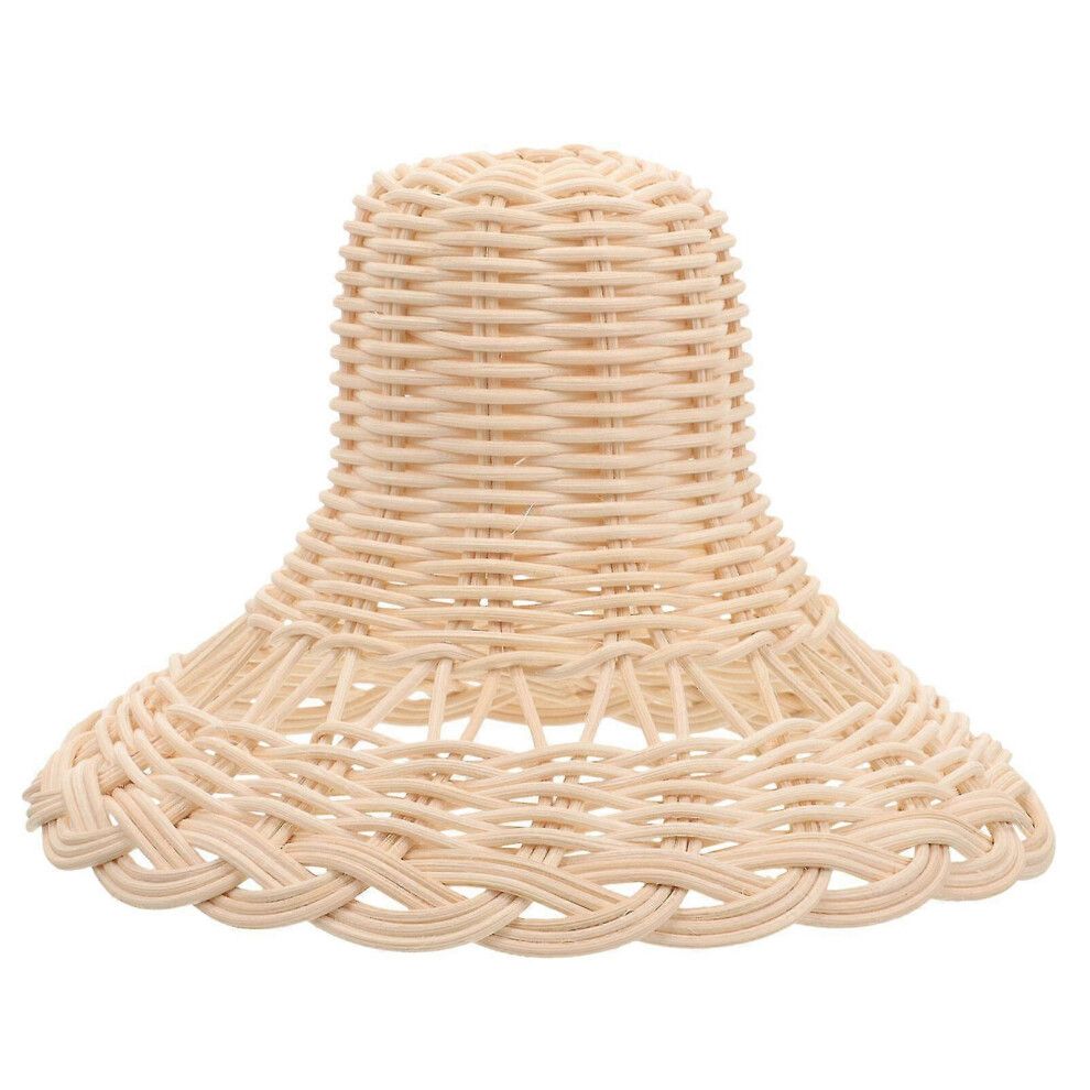 （17.00X17.00x11.50cm-）Rustic Woven Rattan Pendant Lampshade Beige