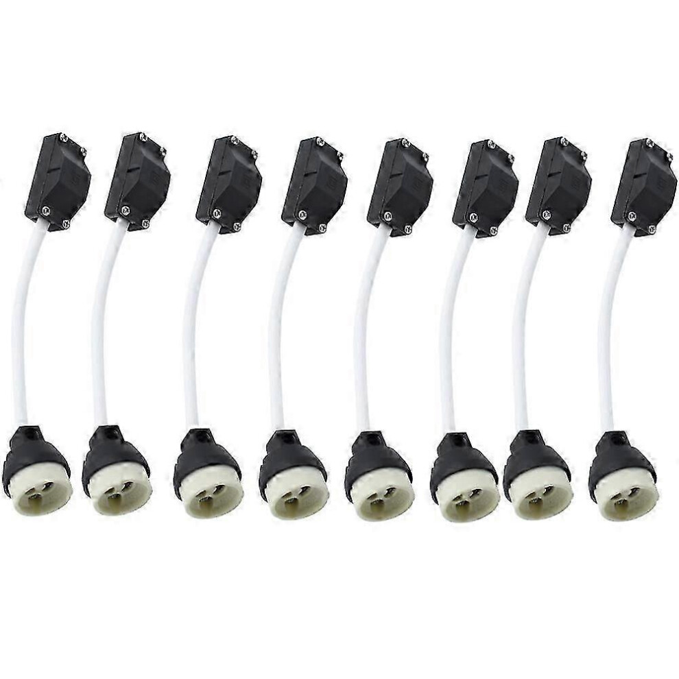 Pack GU10 Ceramic Socket with Cable Connector 2A 250V, GU10 Socket Base Adapter with Insulated Cables for GU10 Halogen LED Lamps B