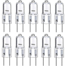 Pack of 10 G6.35 2-pin halogen bulbs, 12V, 35W, warm white 2700K, for chandeliers, track lighting, landscape lighting and desk lamps.