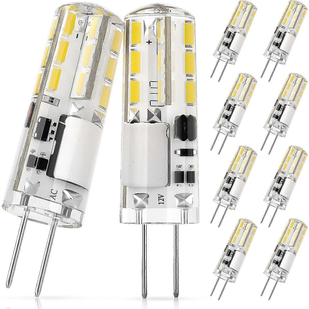 10 Pack G4 LED Bulbs, 1.4W Equivalent to 10W Halogen Lamp, AC/DC 12V, Cool White 6000K, 100lm, Non-Dimmable, Energy Saving, 360 Beam Angle [Energy