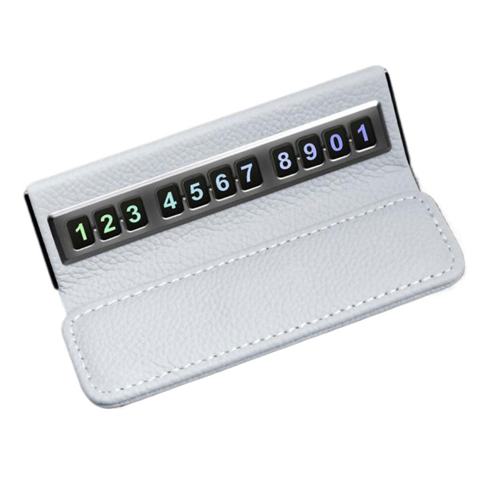 Magnetic Telephone Number Plate Leather For Dashboard Placement Temporary Car Parking Card Gray 9354506832124