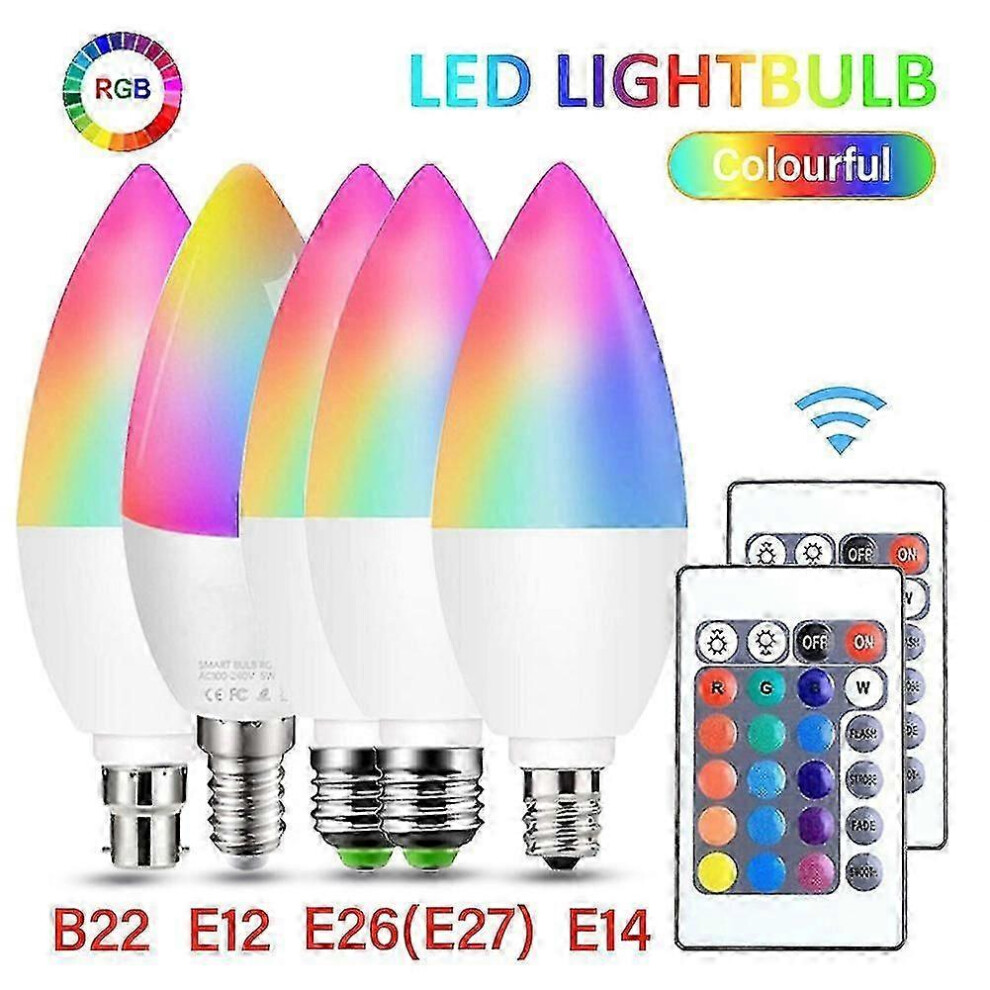 (E12) New Smart Rgb Led Color Changing Bulb With Remote Control E12/E14/E26/E27/B22 For Indoor Light