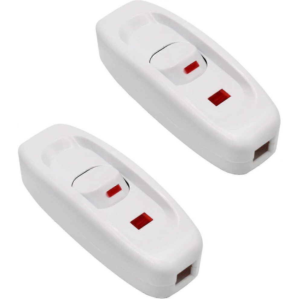 Pack Ac 250V 10A Inline On/Off Rocker Switch For Desk Lamp With Cable And Led Indicator White