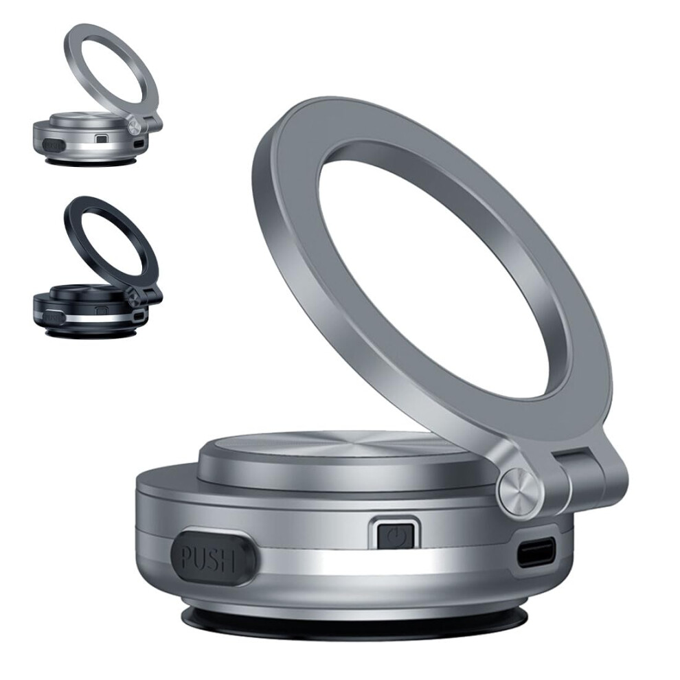 360 Mount Electric Vacuum Magnetic Car Phone Mount, 360 Rotating Magnetic Holder, Suction Mount Silver 9393856853205