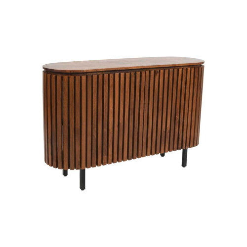 Slatted Dark Mango Wood 2 Door Sideboard Vintage-Style 1