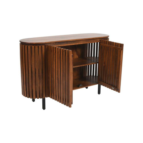 Slatted Dark Mango Wood 2 Door Sideboard Vintage-Style 2
