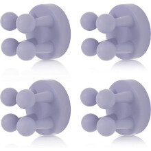 4 pcs Silicone Toothbrush Holder Multi-Function Hook Waterproof self Adhesive Single Toothbrush Hook Plug Holder for Wall   (Purple)
