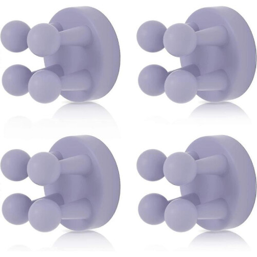 4 pcs Silicone Toothbrush Holder Multi-Function Hook Waterproof self Adhesive Single Toothbrush Hook Plug Holder for Wall   (Purple)