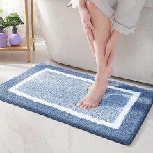 17.7 x 25.5inch Microfiber Soft Bath Mat, Non-slip Bathroom Mats Machine-washable, Shower Water Absorbent Bath Rug Durable Floor Mats (Blue)