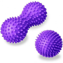 Massage Ball, 7.5cm Hedgehog Massage Ball and 15cm Foot Massage Roller, Massage Ball Set, Purple