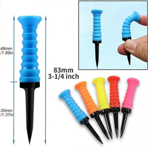 Soft Rubber Top Plastic Golf Tee, Mixed Colors, Pack of 10 2