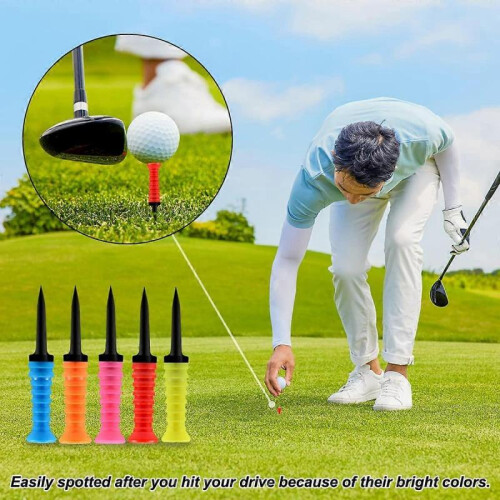 Soft Rubber Top Plastic Golf Tee, Mixed Colors, Pack of 10 1