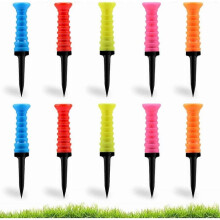 Soft Rubber Top Plastic Golf Tee, Mixed Colors, Pack of 10