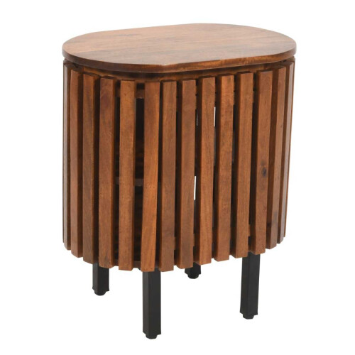 Slatted Mango Wood Bedside Table 1