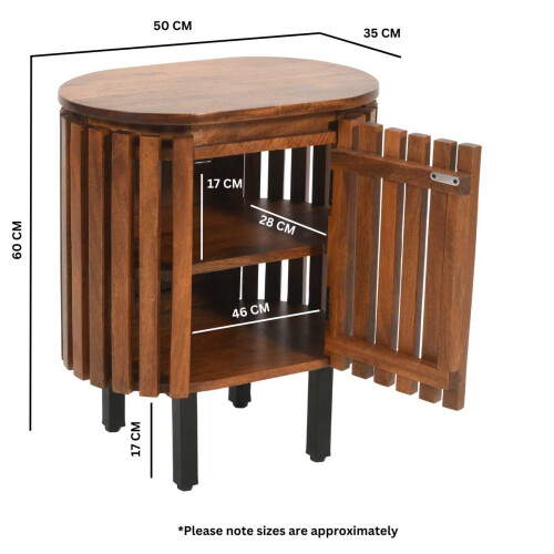 Slatted Mango Wood Bedside Table 2
