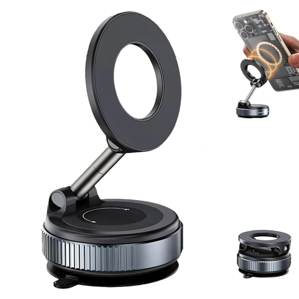 Phone Holder 360 Degree Adjustable Vacuum Magnetic Car Mount Compatible With Most Smartphones Black 9016109982865