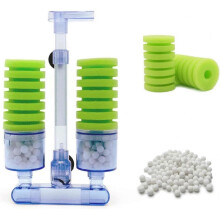 Aquarium biochemical sponge filter, ultrapure aquarium double head biosponge fish tank foam filter