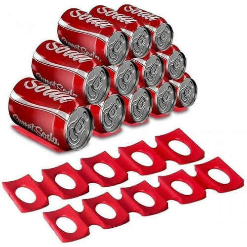 Bottle and Can Easy Stacker, Red Silicone Tin Can Storage Holder 2 Pack