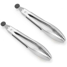 Stainless Steel Food Tongs, High Temperature Resistant, with Anti-slip Teeth And Anti-slip Bars2pcs, Silver)