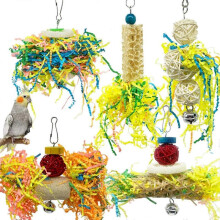 Birds, Parrot Chopping Toys, Parakeet Chew Toys, Bird Loofah Toys, Parrot Cage Chopping Toys, Parrot Bird Accessories, Set of 5