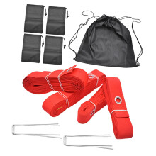 Beach Volleyball Court Boundary Lines Kit Portable Professional Grade 16M And 8M Webbing Straps With Sand Bags Red