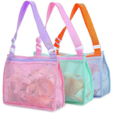 Beach Toys Mesh Beach Bags Kids Shell Collection Beach Toys Beach Toys Boys and Girls Swimming Accessories (Bag Only, Set of 3)