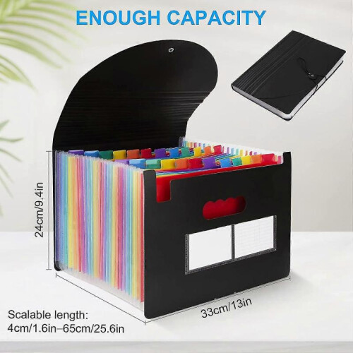 A4 Document File Folder, 24 Pockets Accordion Expandable File Folder, Plastic 2