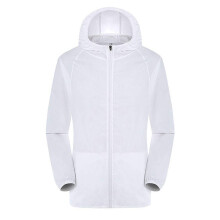 Women Lightweight Hooded Raincoat Packable Windproof Jacket Plus Size White M Zipper Quick-Dry For Hiking